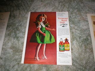 Vermont Maid Doll Ad of Doll and Maple Syrup Bottle Cap $2 50
