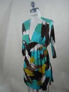 Womens Neiman Marcus Renee C Brushed Aqua Kaftan Dress Medium Rayon V