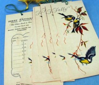 Bridge Tally Cards Malden MA Bank Birds Vintage Unsd