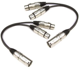 PACK 1 FT. XLR MALE TO DUAL XLR FEMALE MICROPHONE Y CABLE SPLITTER
