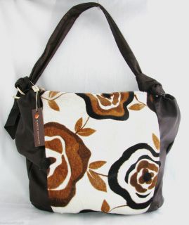 Marco Buggiani Leather Floral Calf Fur Bag NWT Italy