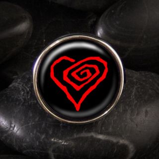 Marilyn Manson Heart Glass Sterling Silver Ring RR 246