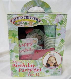 NEW! Calico Critters Birthday Party Pack for 12! Decorations Tableware