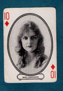 Vintage 10 of Diamonds Playing Card Feat Mary Anderson