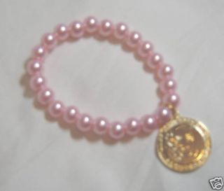 Mary Kay Cosmetics Pink Pearl Bracelet with Award Charm