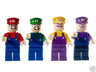 Custom Lego 4 Pack Mario Waluigi Wario Luigi Nintendo