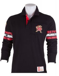 MARYLAND TERPS TERRAPINS MENS POLO RUGBY SHIRT JERSEY APPAREL BLACK S