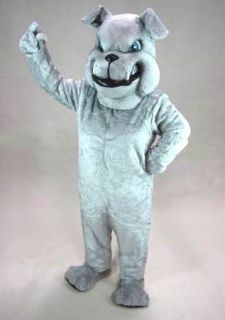 Grey Bulldog Mascot Head Costume Suit Halloween