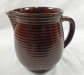 Vintage Pottery Pitcher w Embossed Maple Leaf Mark Western Stoneware