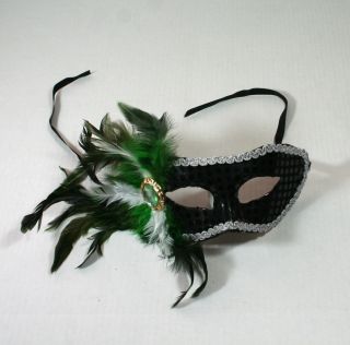 Feather Venetian Masquerade Party Mask Black 0 S