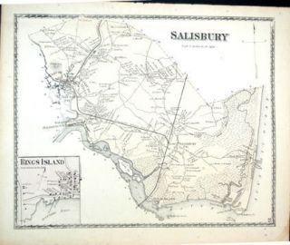 Antique Map Salisbury MA Massachusetts 1872