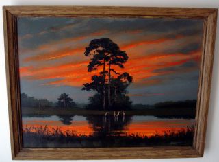 Highwaymen Harold Newton Firesky Sunset Painting Masonite