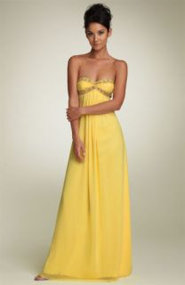 Mary L Couture Sunny Yellow Beaded Gown Dress 10 New