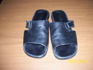  Vanni Black Leather Sandles Flip Flop shoes Euro 42 Italy USA 9 5