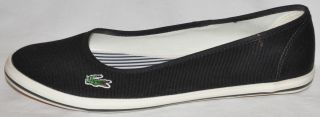 Lacoste Marthe Black Canvas Slip on Casual Flats Womens Size 9M New
