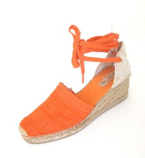 Orange Cotton Espadrille Wedge New 60 Off by Tony Pons Imported from