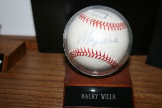 Maury Wills Autographed Baseball