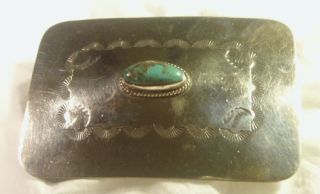 Silver Turquoise Belt Buckle by Terry Martinez Navajo Native American