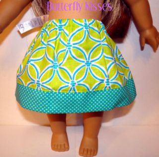 Flower Skirt~Turquoise & Green Contrast Hem Doll Clothes Fit American