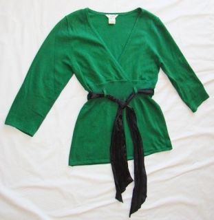 Studio Y Maurices Emerald Green V Neck Tie Knit Top Medium