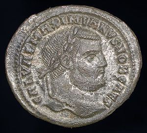 Ancient Roman Maximian Silvered Bronze Follis Coin