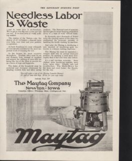 FA 1918 Maytag Washing Machine Laundry Basket Housewife Ad
