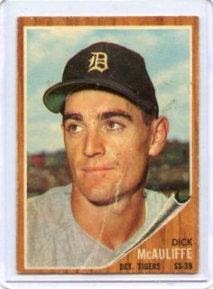1962 Topps Dick McAuliffe 527 Tigers See Scans