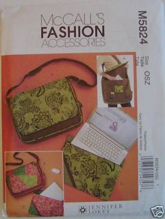 McCalls Pattern 5824 Laptop Bag Tote Purse Handbag New