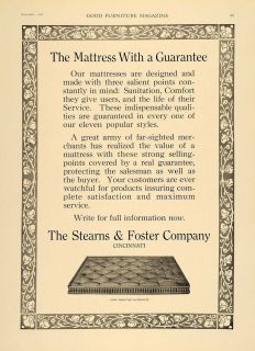 1918 Ad Mattresses Stearns & Foster Company Cincinnati   ORIGINAL
