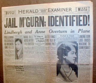 Best1929 Chicago hdln newspaperJACK McGURN arrested 4 ST VALENTINES