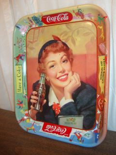 Vintage 1950s Coca Cola Metal Tray Menu Girl Jeanne OBryan Awesome