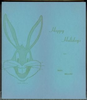 1950s Mel Blanc Bugs Bunny Happy Holidays Card