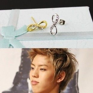 Pop New Infinite Dong Woo Mobius Wave Curve Earring Gold Silver Gift