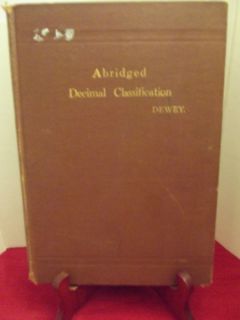Melvil Dewey Abridged Decimal Classification and Relativ Index Book