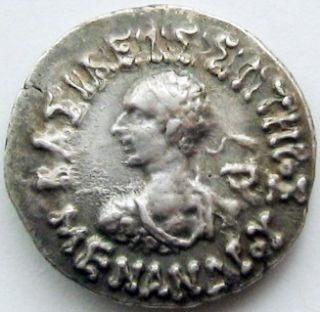 Baktria Menander I Soter 155 130 BC Silver Drachm