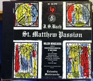 1954 US CBS Mono ED1 3 LP Mengelberg Bach St Matthew Passion VG SL 179