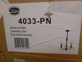 Menlo Park 3 Light Chandelier 4033 PN Polished Nickel Fast Shipping