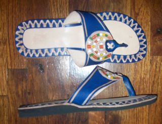 Handmade Mexican Tooled Leather Thong Sandals Aztec Mayan Calendar Men