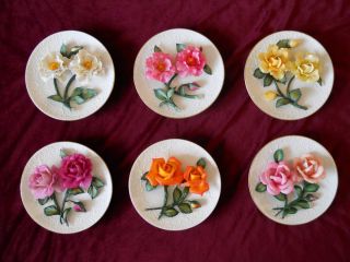 The Roses of Capodimonte Plates set of 6 NIB with Certificates of