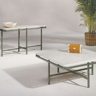 Metal Stone Modern 2 PC Square Coffee Table Set