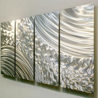All Natural Silver Metal Wall Panel Art Sculpture Cross Current