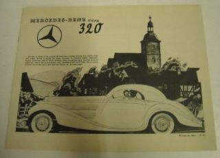 Mercedes Benz 1937 Type 320 Sales Brochure Reprint