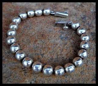 MEXICO MEXICAN STERLING SILVER BRACELET BEAD BEADED BALL HANDCRAFTED