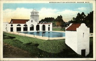 Saginaw MI Mershon Whittier Natatorium Swimming Pool Old Postcard