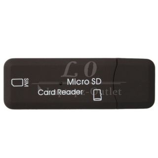 New Micro SD TF Sim USB 2 0 Memory Card Reader GSM CDM 3G Black