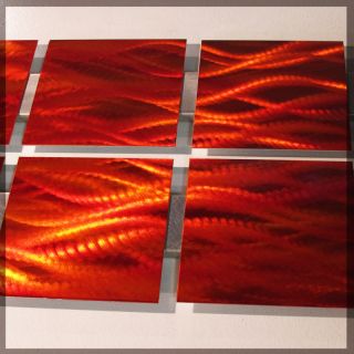 Metal Wall Art Red Orange Painting Sculpture Home Decor Flame