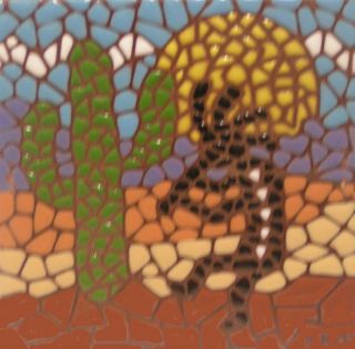 Kokopelli Mosaic 6x6 Earthtone Art Tile Trivet Krit