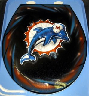 Miami Dolphins Custom Toilet Seat Cut Metal Airbrushed Design Bathroom