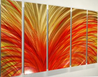 yellow red Metal Modern Abstract Wall decor Art Painting Sculpture