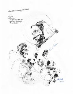 Astronaut MICHAEL COLLINS signed print PAUL CALLE Apollo 11 Moon C76